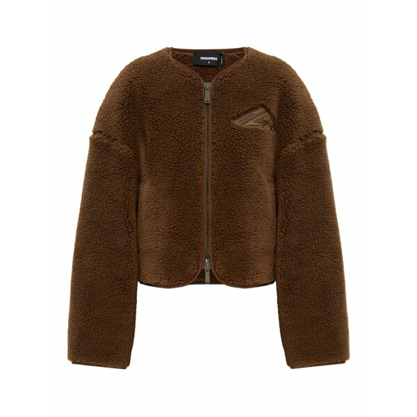 ディースクエアード レディース 上衣＆上衣 アウター Logo-embroidered fleece jacket Brown