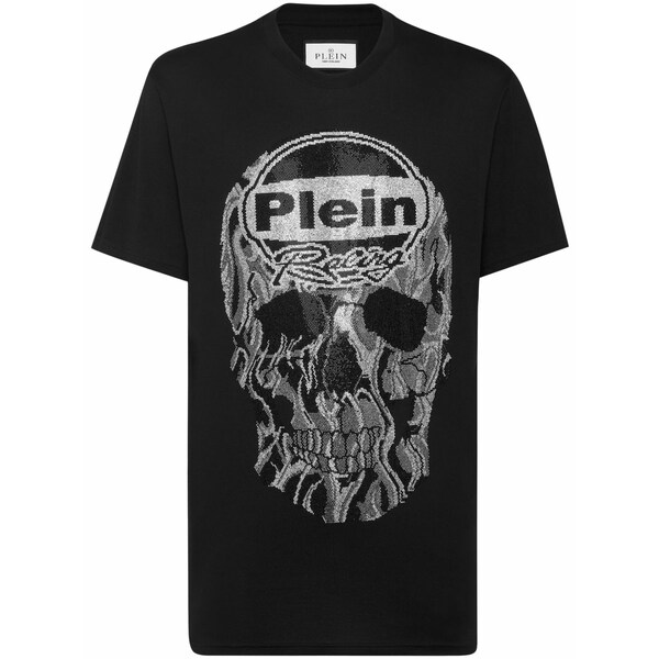 フィリップ飾り気のない メンズ ティーシャツ トップス Strass skull t-shirt Black