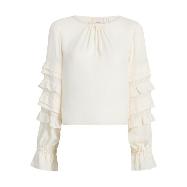 サンクアセプト レディース プルオーバー トップス Tiered-ruffle blouse White