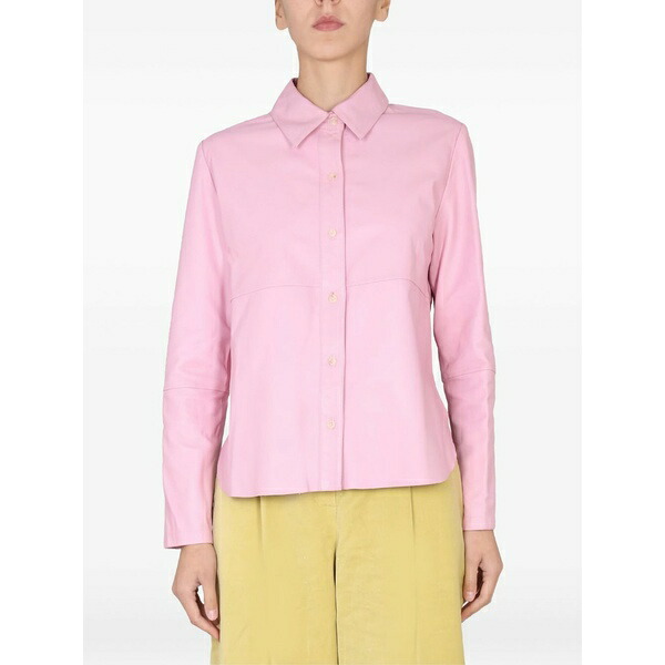 アリジ レディース ティーシャツ トップス Leather button-down shirt Pink