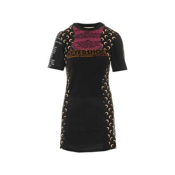 米国海兵隊員 独居室 レディース 衣裳 トップス Asymmetrical moon-print dress Black
