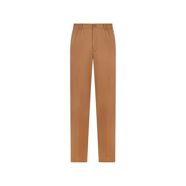 投げることお召しもの メンズ 心地よいズボン下 ボトムス Elasticated-waistband button-flap trousers Brown