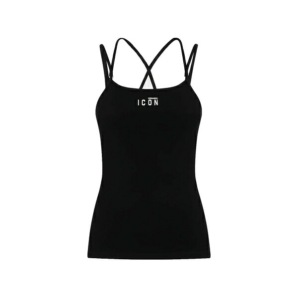 ディースクエアード レディース カットソー トップス Criss-cross strap tank top Black