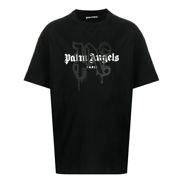 パーム・エンジェルス メンズ Tシャツ トップス Paris monogram-print t-shirt Black｜asty 40,820円
