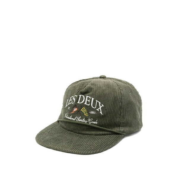 レ ドゥ メンズ 鳥打ち帽 付属物 Corduroy logo-embroidered baseball cap Green