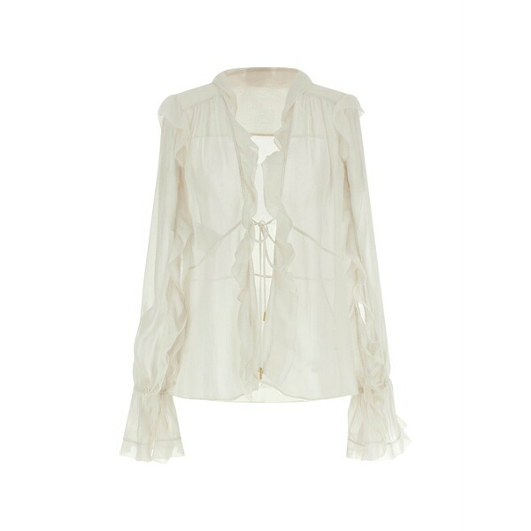 アルベルタ フェレッティ レディース シャツ トップス Ruffled-design blouse Neutrals｜asty 124,900円
