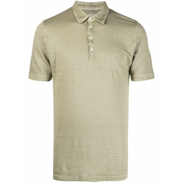 １２０％リノ メンズ スポーツシャツ トップス Classic collar linen polo shirt Green
