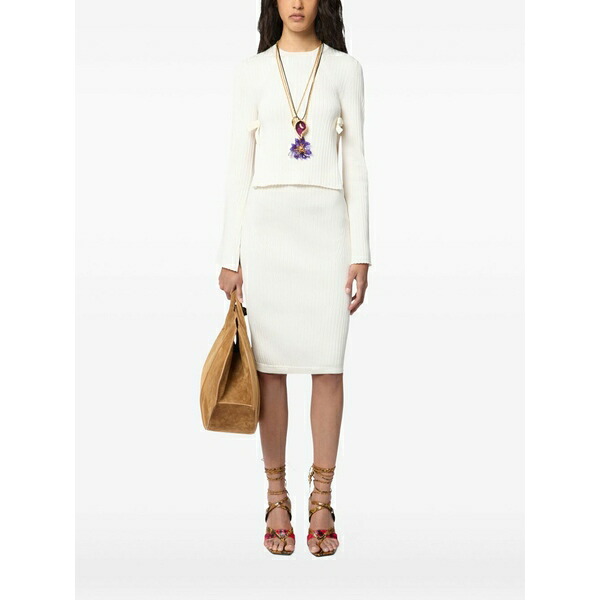 ニナリッチ レディース スコート ボトムス Ribbed knit MIDI pencil skirt White