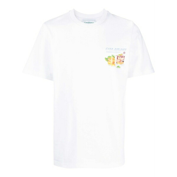 カサブランカ メンズ ティーシャツ トップス Graphic-print short-sleeved t-shirt White