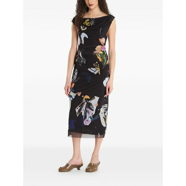 デジグアル レディース 衣裳 トップス Collage graphic-print MIDI dress Black
