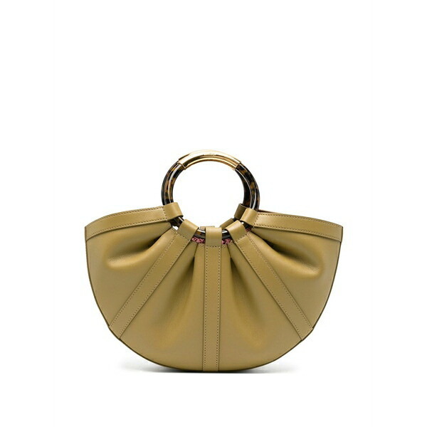 コチネレ レディース トートバッグ 御徒面子 Medium shell pleated tortoiseshell-handle tote bag Green