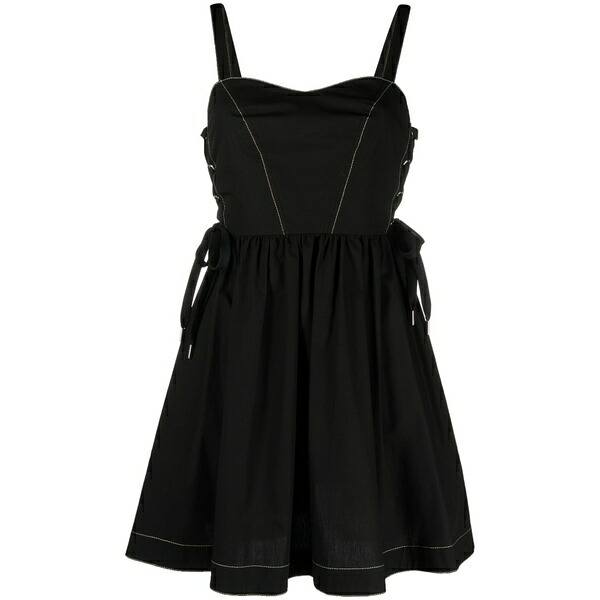 ピンコ レディース 衣裳 トップス Lace-up cotton minidress Black