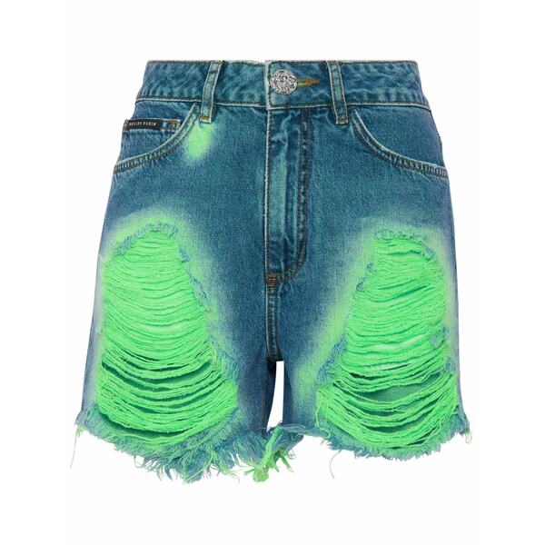 フィリップ飾り気の無い レディース 心地好いズボン下 ボトムス Tie-dye frayed shorts Blue