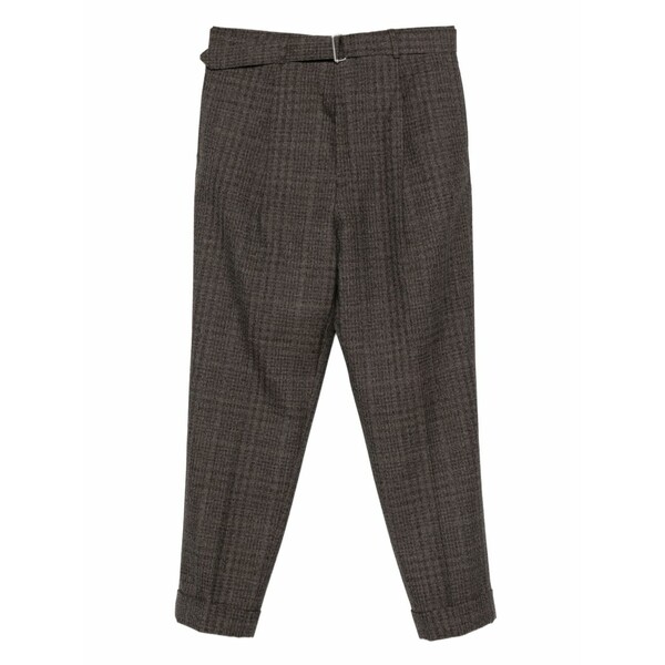 オフィシンジェネレール メンズ 心地よいズボン下 ボトムス Belted check trousers Brown
