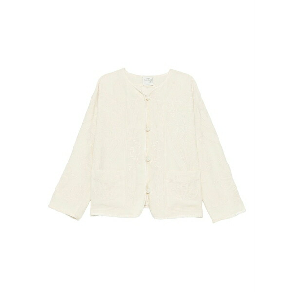 フォルテ フォルテ レディース 上衣＆上衣 アウター Floral-embroidered jacket White