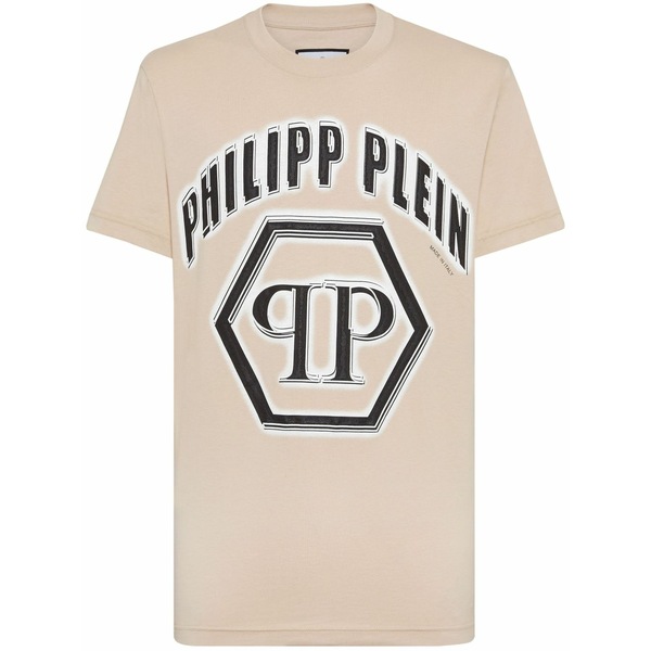 フィリップ飾り気のない メンズ ティーシャツ トップス Logo-print cotton t-shirt Neutrals