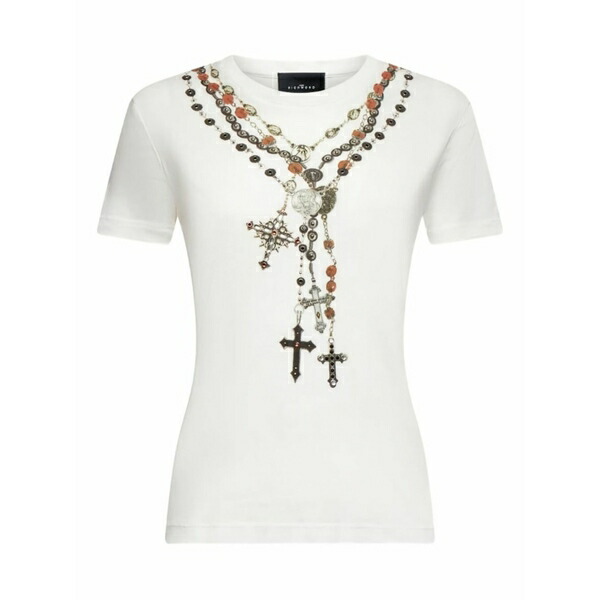 ジョン バージニアの州都 レディース プルオーバー トップス Rosary-cross printed t-shirt White