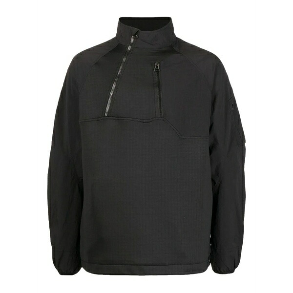 マハリシ メンズ パーカー・スウェットシャツ アウター Diagonal-zip panelled sweatshirt Black