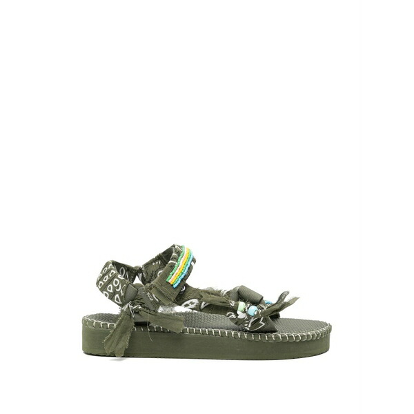アリゾナ優しいこと レディース サンダル シューズ Trekky stitch bead-embellished bandana-print sandals Green
