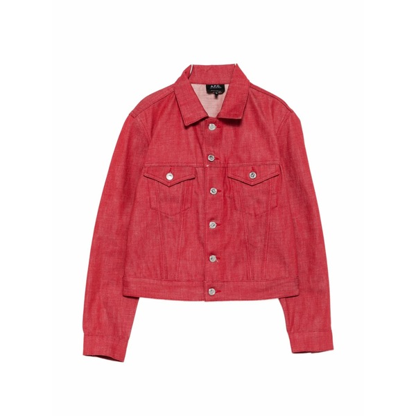 アーペーセー レディース 上衣＆上衣 アウター Button-fastening denim jacket Red