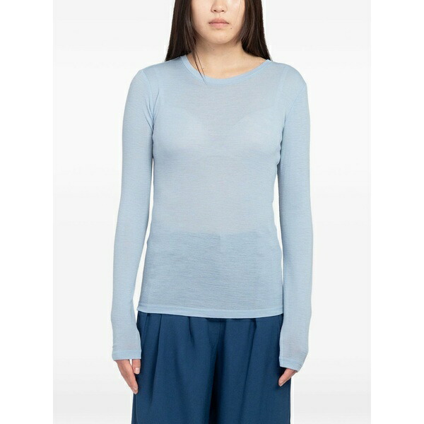 最低限度 レディース 編み物\u0026ティーシャツ アウター Natashas long-sleeved jumper Blue