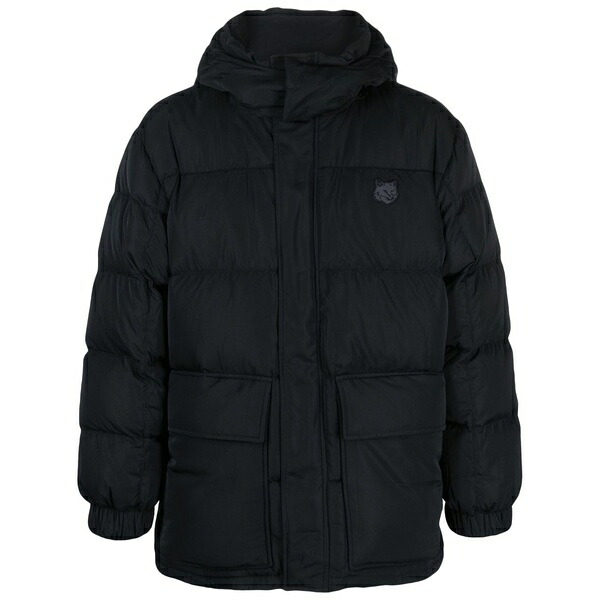 棲み家 狐狸 メンズ 上衣＆上衣 アウター Logo-appliqu￡ hooded puffer jacket Black