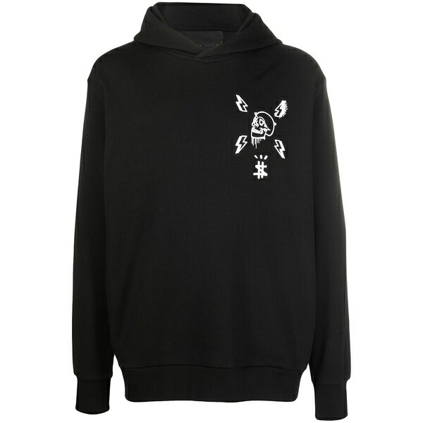 フィリップ飾り気の無い メンズ パーカー・スウェットシャツ アウター Skull graphic-print hoodie Black