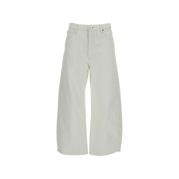 フレーム レディース デニムパンツ ボトムス The bow crop wide-leg jeans White｜asty