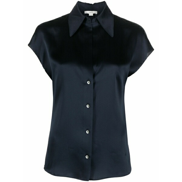ヴィンス レディース プルオーバー トップス Short-sleeve silk shirt Blue