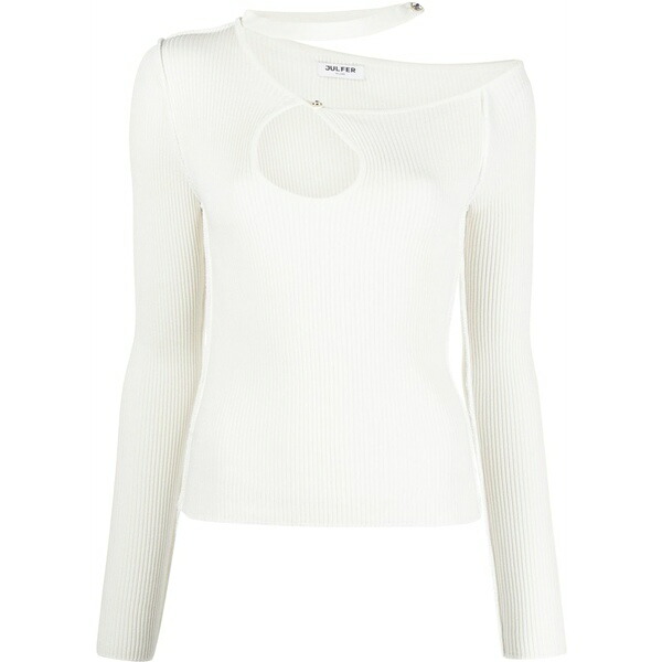ジュルファー レディース 編み物\u0026プルオーバー アウター Kylie cut-out ribbed-knit top White