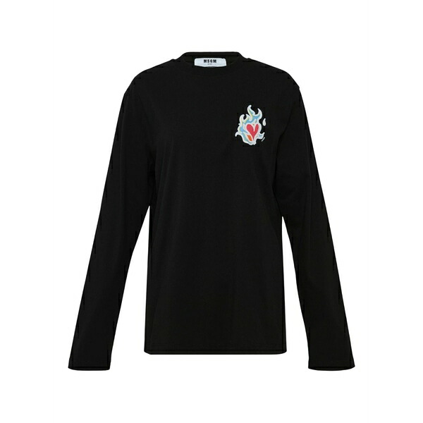 エムエスジイエム レディース ティーシャツ トップス Love logo long-sleeve top Black