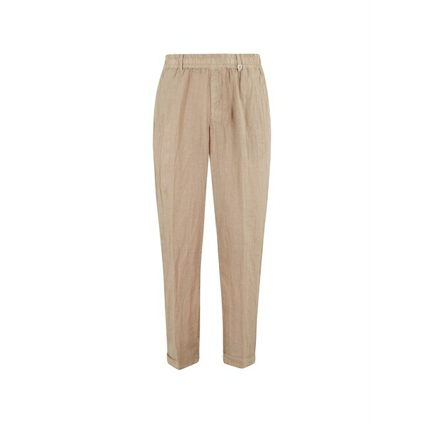 ミース メンズ カジュアルパンツ ボトムス Ares elasticated-waistband turned-up-hem trousers Neutrals|asty