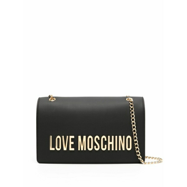 優しいこと モスキーノ レディース ショルダーバッグ 御徒面子 Logo-lettering shoulder bag Black