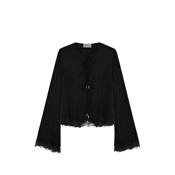 シックス青少年・アーリントン レディース プルオーバー トップス Filipa lace-trims blouse Black