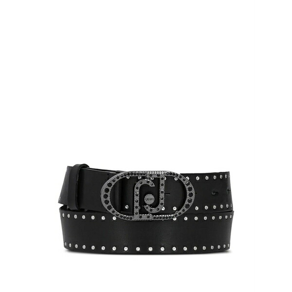 リュージョー レディース ベルト アクセサリー Stud-embellished leather belt Black｜asty 47,800円