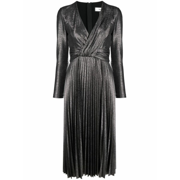 ニッサ レディース 衣裳 トップス Pleated lam￡-effect MIDI dress Silver