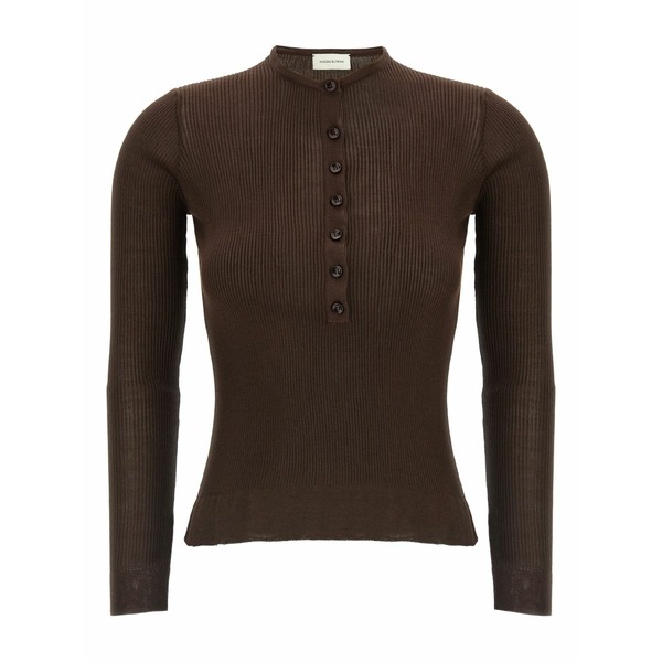 マグダ・ブトリム レディース 編み物\u0026プルオーバー アウター Ribbed silk sweater Brown