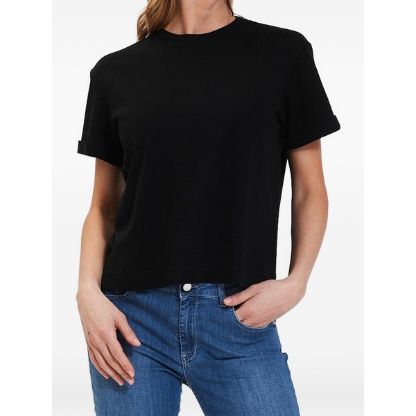 グランサッソ レディース ティーシャツ トップス Cuffed t-shirt Black