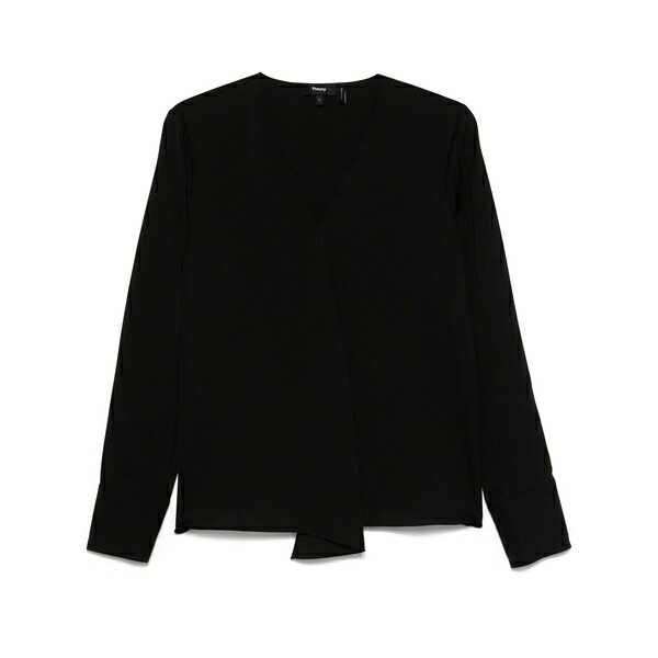 行動論理 レディース プルオーバー トップス Silk georgette blouse Black
