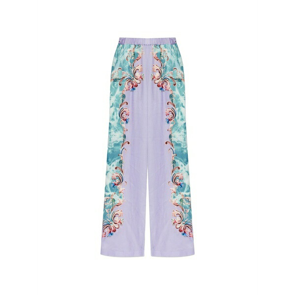 呼びりん探し回る レディース 心地好いズボン下 ボトムス Floral trousers Purple