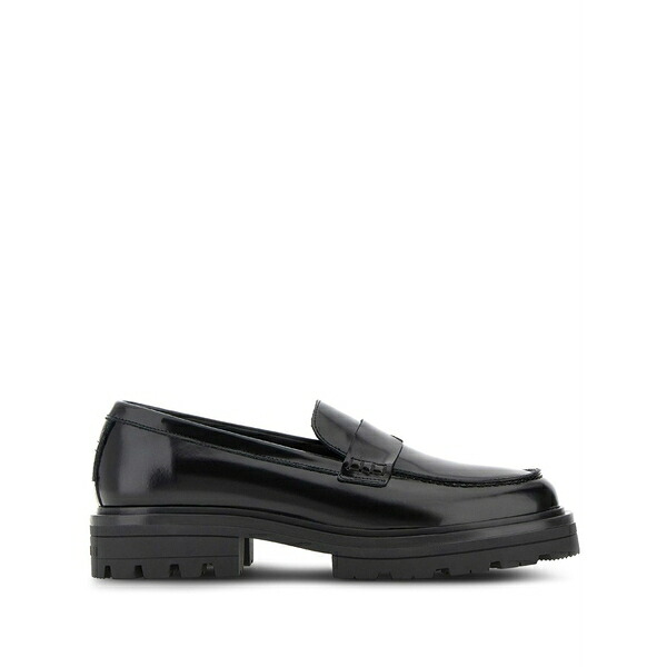 ホーガン メンズ スリッポン・ローファー シューズ Slip-on leather loafers Black｜asty