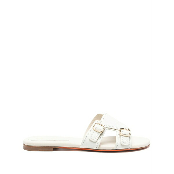 サントーニ レディース サンダル シューズ Leather flat sandals White