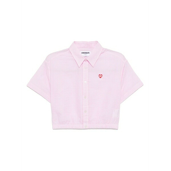 黒茶 レディース プルオーバー トップス Cropped shirt jacket Pink