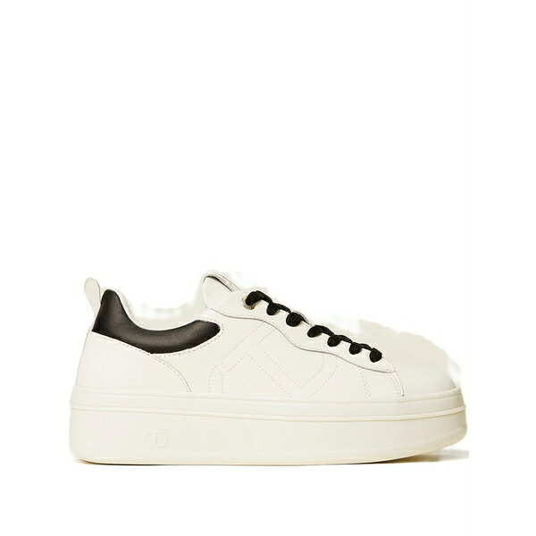 ツイン書き割り レディース スニーカー シューズ Leather platform sneakers White