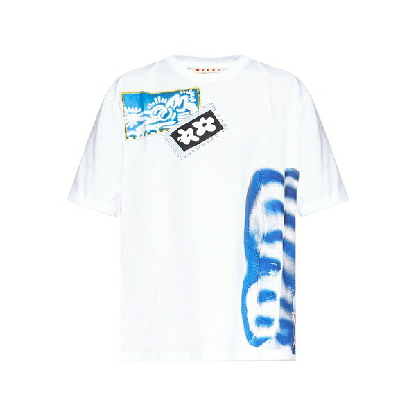 マルニ メンズ Tシャツ トップス Patchwork print t-shirt White｜asty
