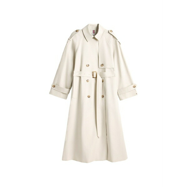 トミー ヒルフィガー レディース 厚地の外套 アウター Belted button-fastening coat Neutrals