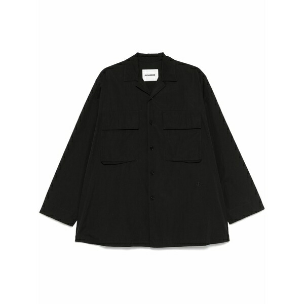 ジルサンダー メンズ プルオーバー トップス Logo-embroidered shirt Black