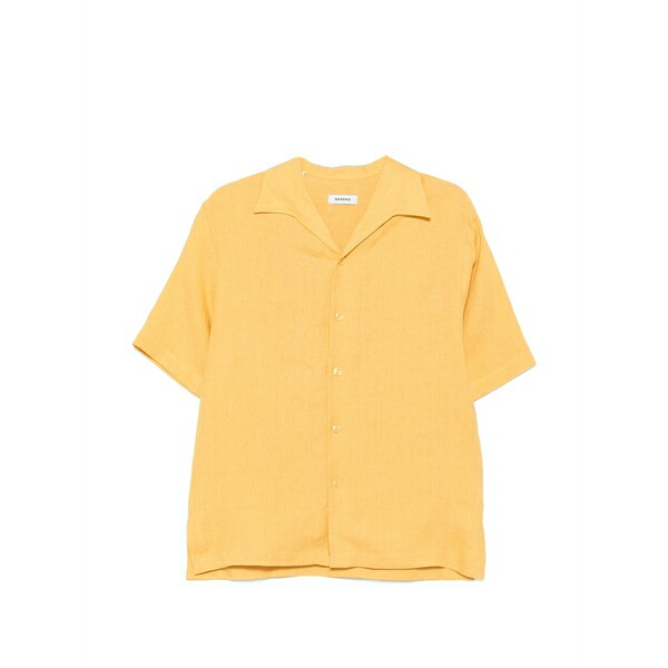 砂子ロ メンズ ティーシャツ トップス Short-sleeve buttoned shirt Yellow