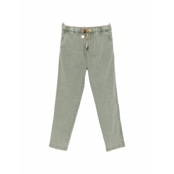 白いこと砂子 メンズ 心地よいズボン下 ボトムス Greg f belted trousers Green
