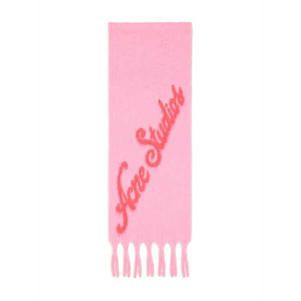 アクネ ストゥディオズ メンズ 消音装置・袈裟・えり巻き 添え物 Logo fringed scarf Pink